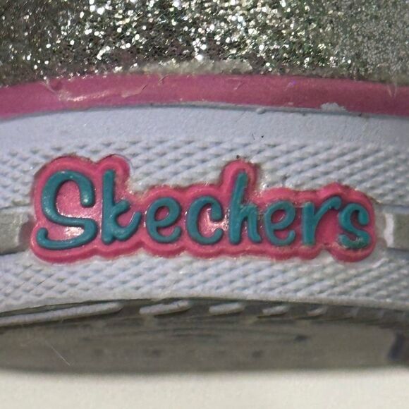 Skechers Twinkle Toes Silver and Pink Toddler High Top Shoes | Toddler Size 2 - Picture 2 of 12